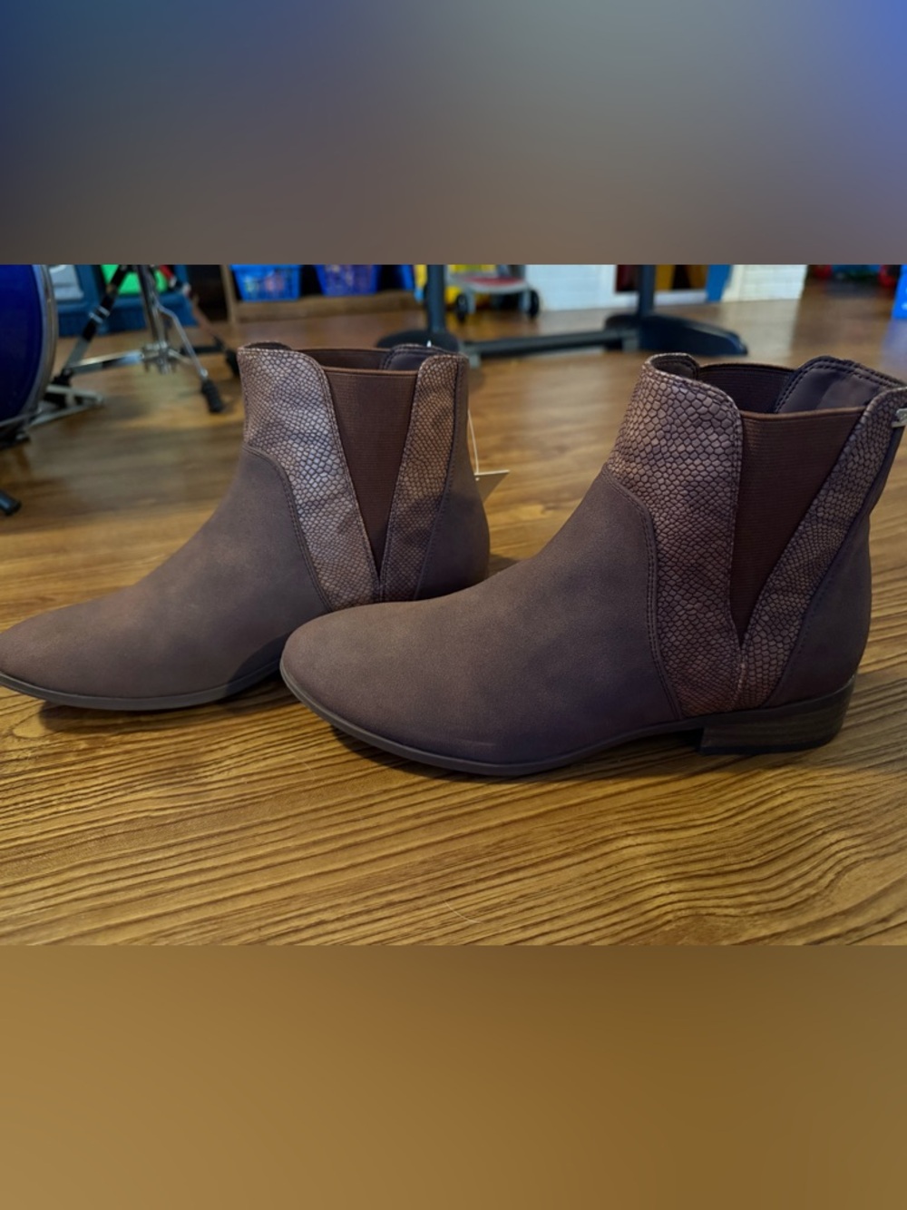 Roxy Mauve Brown Ankle Booties with Textured Paneling